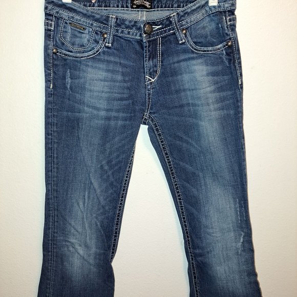 ReRock For Express Boot Cut Jeans with Embroidery pockets size 8R - Picture 3 of 11